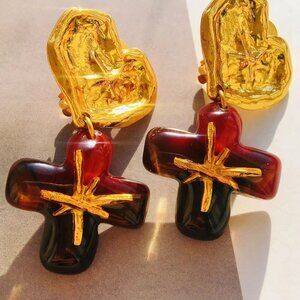 Vintage Christian Lacroix Earclip Heart & Cross